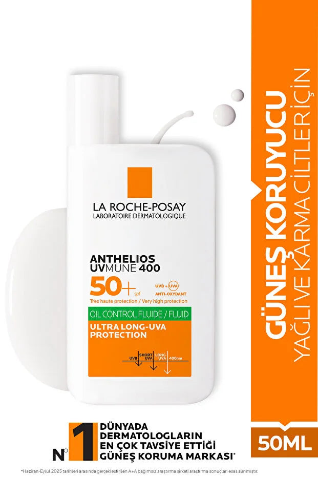 La Roche Posay Anthelios Oil Control Fluid Yağlı/Akneye Eğilimli Ciltler için Yüksek Koruma SPF50+ Güneş Kremi 50ml