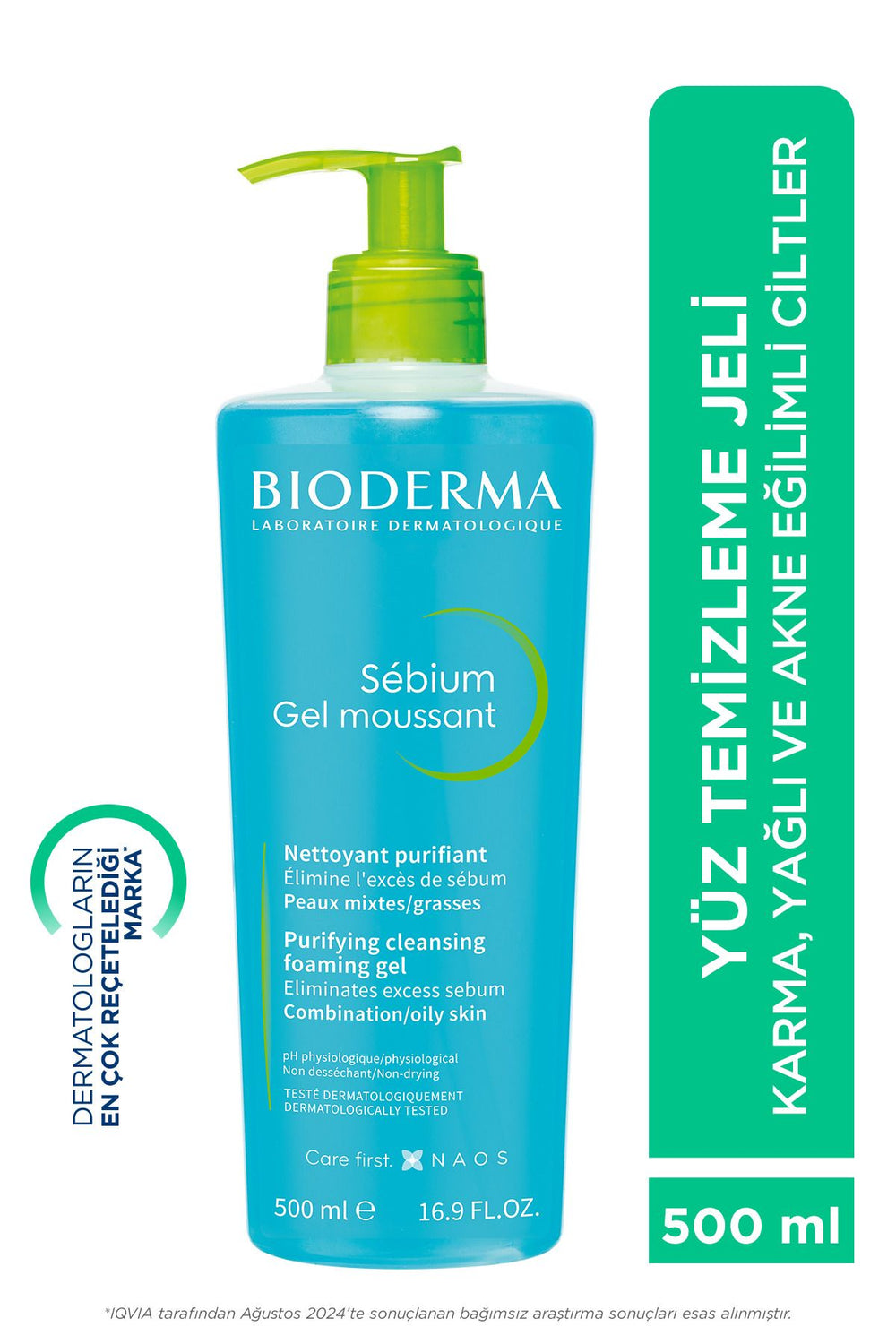 Bioderma Sebium Foaming Gel Karma, Yağlı ve Akneye Eğilimli Ciltler için Yüz Temizleme Jeli 400 ml