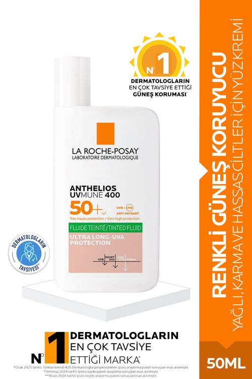 La Roche Posay Anthelios Oil Control Fluid Karma ve Yağlı Ciltler İçin Renkli Akışkan SPF50+ Yüz Güneş Kremi 50ml