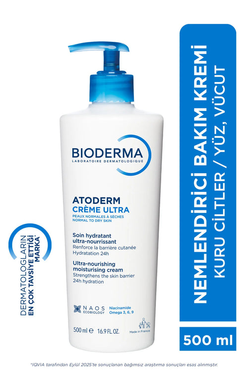 Bioderma Atoderm Cream Ultra Kuru Ciltler Bebek, Çocuk, Yetişkin Nemlendirici Yüz, Vücut Bakım Kremi 500 ml